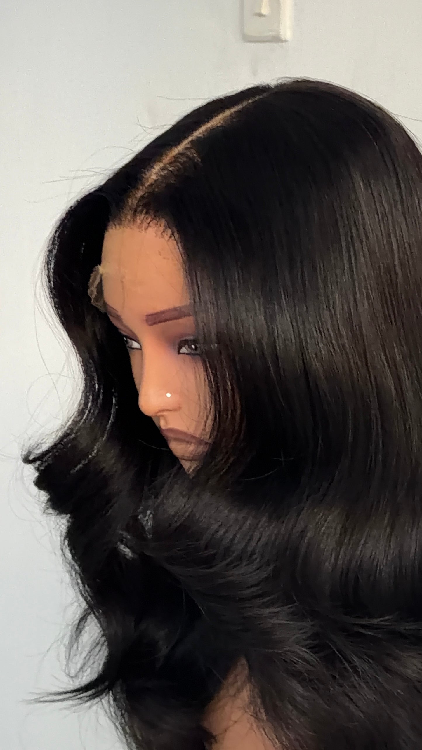 Raw short layered south East Asian wavy hair with 5x5 hd lace