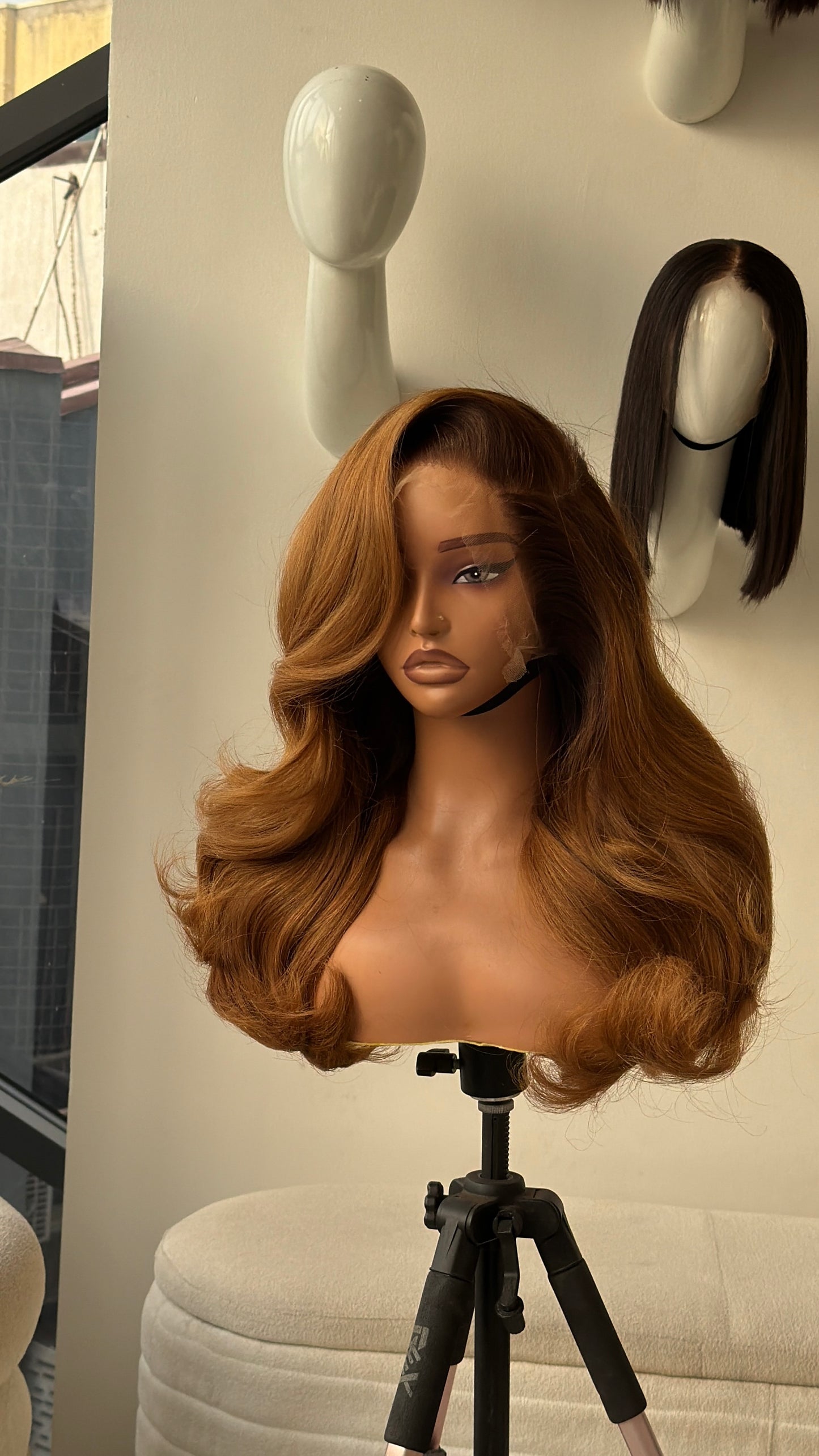 Light brown with dark brown roots